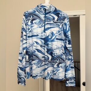 Blue and White Swirl Pattern Women’s Quarter Zip
